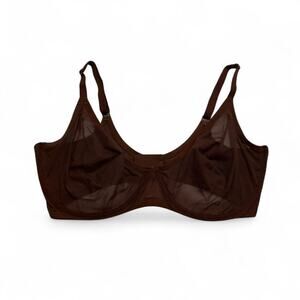 Skims Kim K Ultra Fine Mesh Scoop Unlined Under wire chocolate brown size 44 H